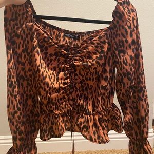 Long sleeve cheetah print blouse